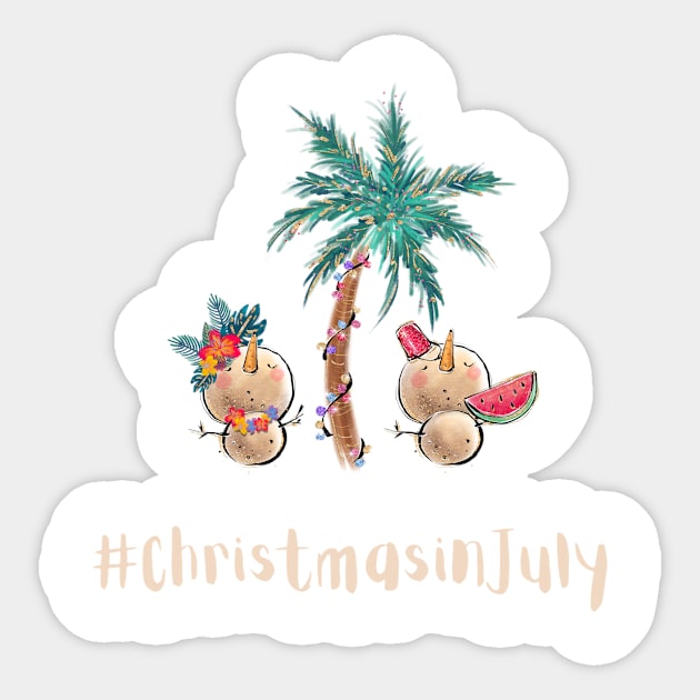 Gift Idea for Christmas in July Party Xmas in July merch Sticker by The Mellow Cats Studio